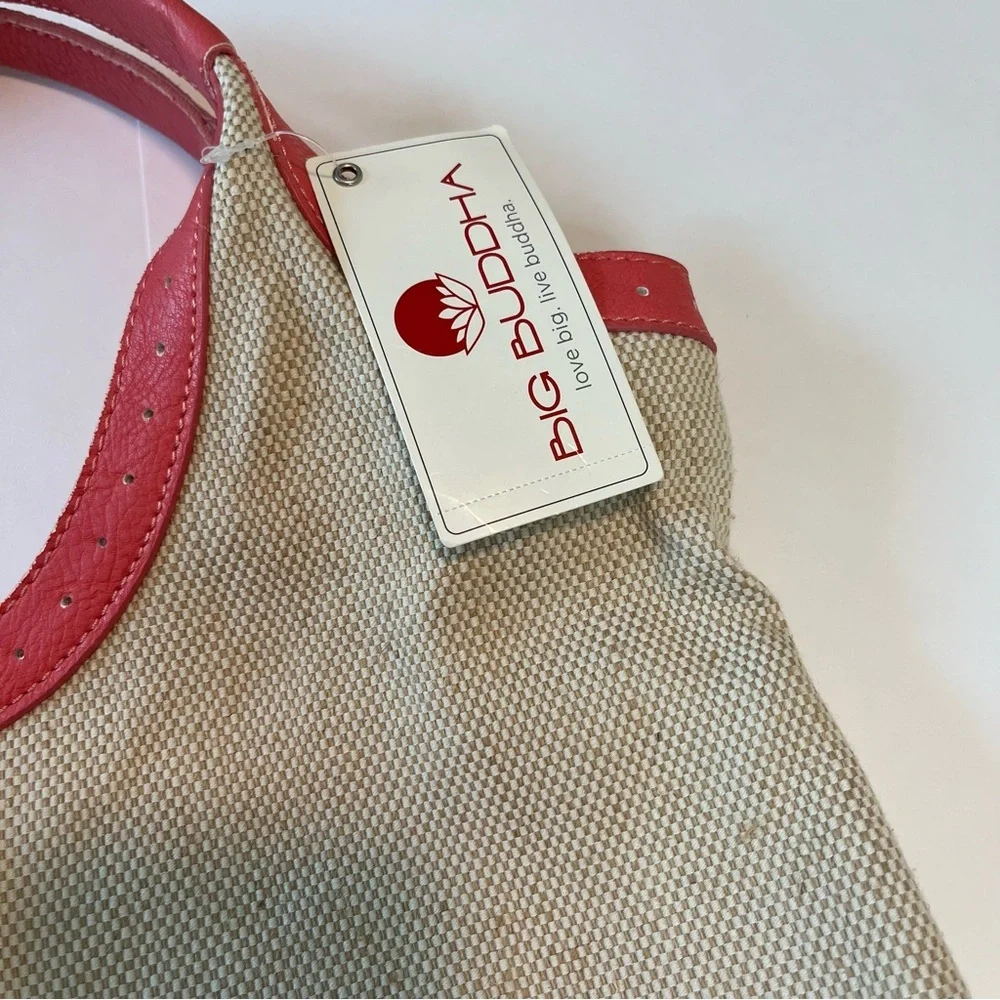 Big Buddha Hobo Bag Women Large Coral Pink NWT Tassel Bamboo Boho Canvas Good